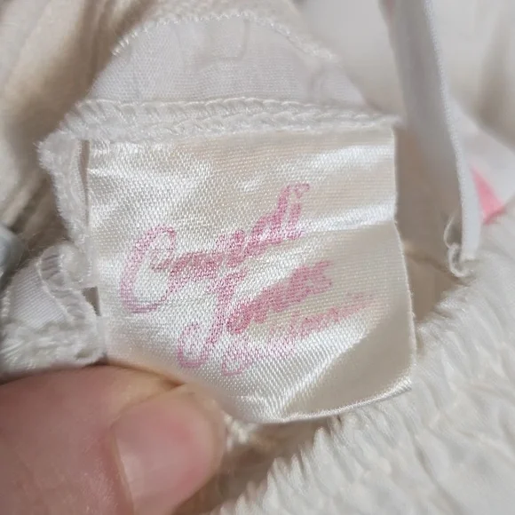 Vintage 1970's Candi Jones California White Pink Prairie Dress - Picture 8 of 11